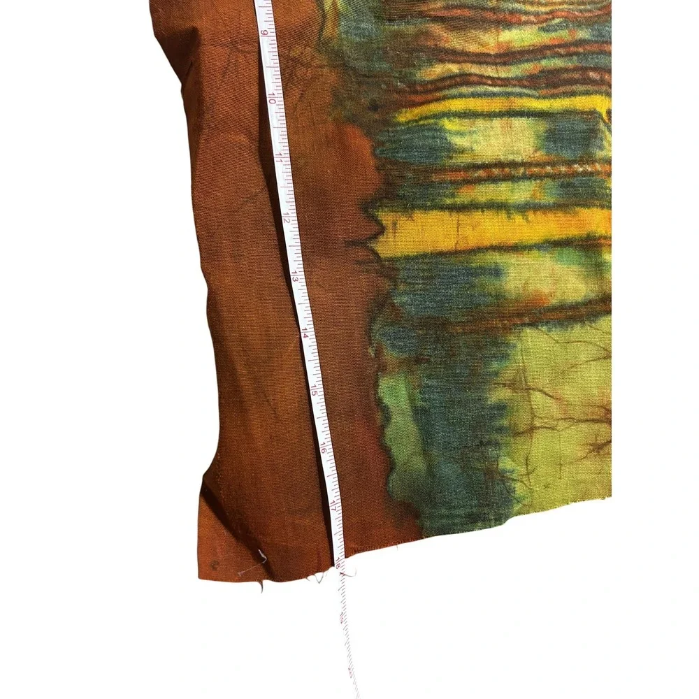 Vintage African Batik Fabric Wall Art –  Giraffe Landscape Textile Painting